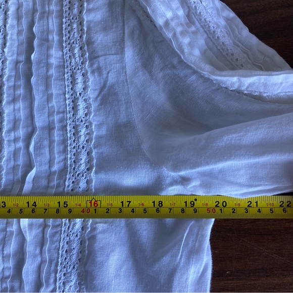 Irish Linen ☘️ Long Sleeve Victorian Style Blouse Size S-M Cream - Picture 13 of 14